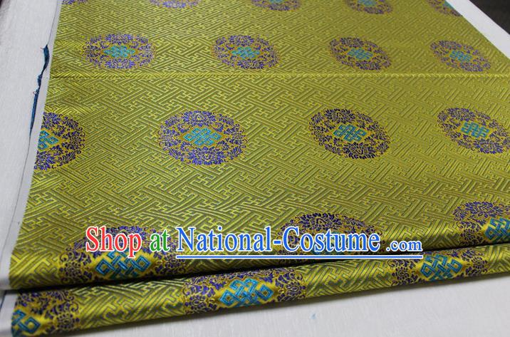 Chinese Traditional Royal Palace Pattern Mongolian Robe Green Tapestry Cheongsam Brocade Fabric, Chinese Ancient Costume Satin Hanfu Tang Suit Material