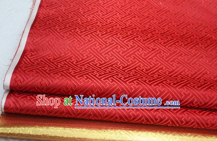 Chinese Traditional Royal Palace Pattern Mongolian Robe Red Brocade Fabric, Chinese Ancient Costume Satin Hanfu Tang Suit Material