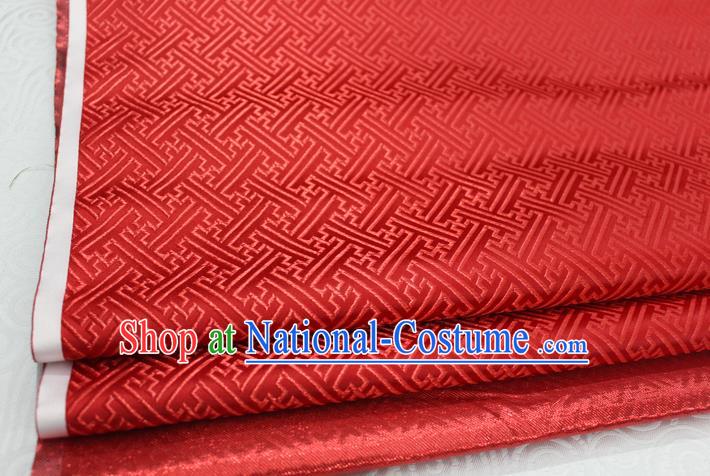 Chinese Traditional Royal Palace Pattern Mongolian Robe Red Brocade Fabric, Chinese Ancient Costume Satin Hanfu Tang Suit Material