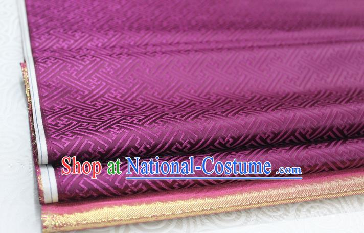 Chinese Traditional Royal Palace Pattern Mongolian Robe Purple Brocade Fabric, Chinese Ancient Costume Satin Hanfu Tang Suit Material