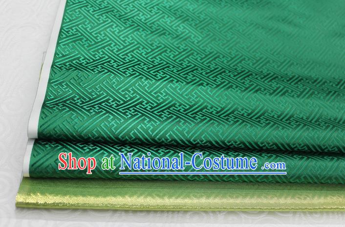 Chinese Traditional Royal Palace Pattern Mongolian Robe Deep Green Brocade Fabric, Chinese Ancient Costume Satin Hanfu Tang Suit Material