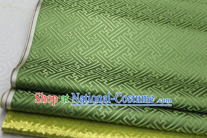 Chinese Traditional Royal Palace Pattern Mongolian Robe Green Brocade Fabric, Chinese Ancient Costume Satin Hanfu Tang Suit Material