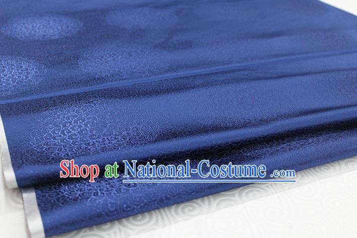 Chinese Traditional Royal Palace Mongolian Robe Navy Brocade Cheongsam Fabric, Chinese Ancient Costume Satin Hanfu Tang Suit Material