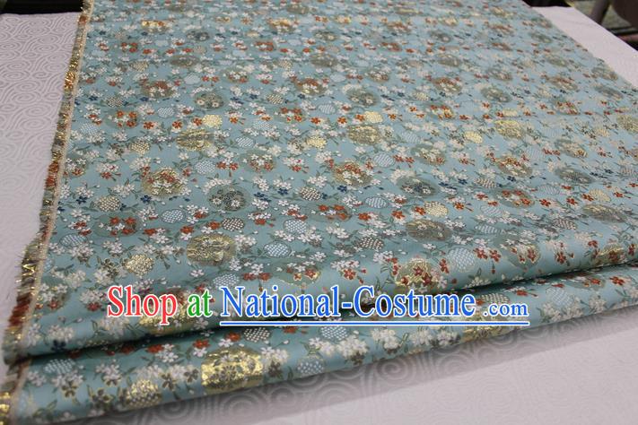 Chinese Traditional Royal Palace Kimono Light Blue Brocade Cheongsam Fabric, Chinese Ancient Costume Satin Hanfu Tang Suit Material