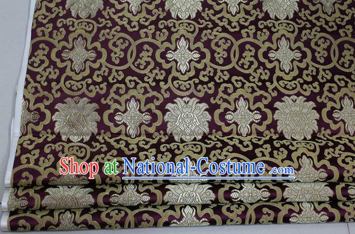 Chinese Traditional Royal Palace Rich Flowers Pattern Amaranth Brocade Cheongsam Fabric, Chinese Ancient Costume Satin Hanfu Tang Suit Material