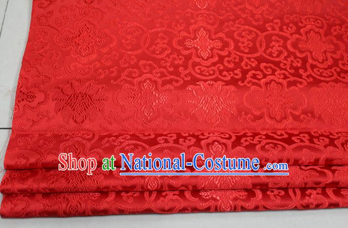 Chinese Traditional Royal Palace Rich Flowers Pattern Red Brocade Cheongsam Fabric, Chinese Ancient Costume Satin Hanfu Tang Suit Material