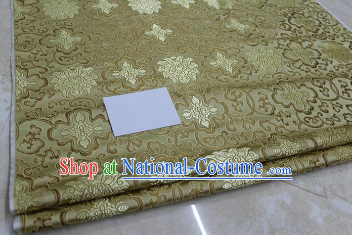 Chinese Traditional Royal Palace Rich Flowers Pattern Mud Golden Brocade Cheongsam Fabric, Chinese Ancient Costume Satin Hanfu Tang Suit Material