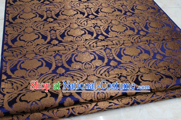 Chinese Traditional Royal Palace Pattern Golden Brocade Mongolian Robe Tibetan Robe Fabric, Chinese Ancient Costume Satin Hanfu Tang Suit Material