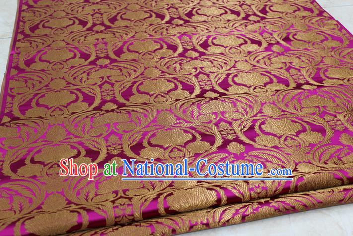 Chinese Traditional Royal Palace Pattern Rosy Brocade Mongolian Robe Tibetan Robe Fabric, Chinese Ancient Costume Satin Hanfu Tang Suit Material