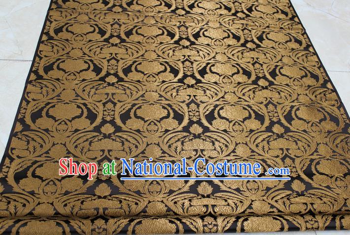 Chinese Traditional Royal Palace Pattern Deep Brown Brocade Mongolian Robe Tibetan Robe Fabric, Chinese Ancient Costume Satin Hanfu Tang Suit Material