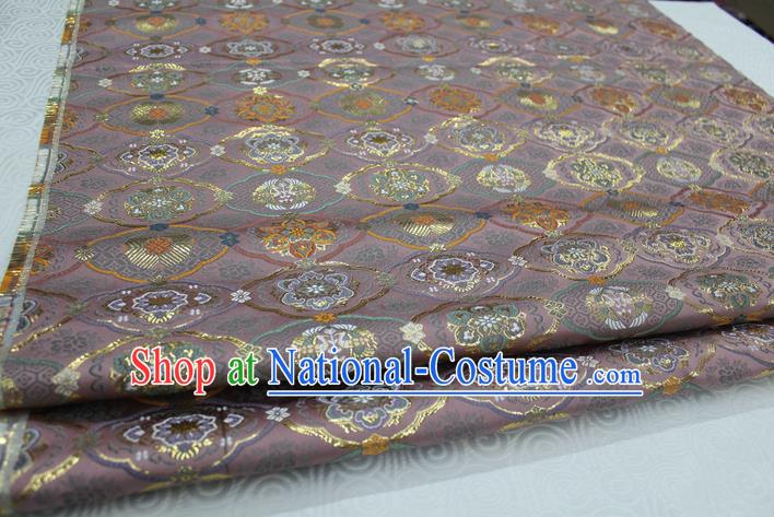 Chinese Traditional Royal Palace Pattern Deep Pink Brocade Mongolian Robe Tibetan Robe Fabric, Chinese Ancient Costume Satin Hanfu Kimono Material