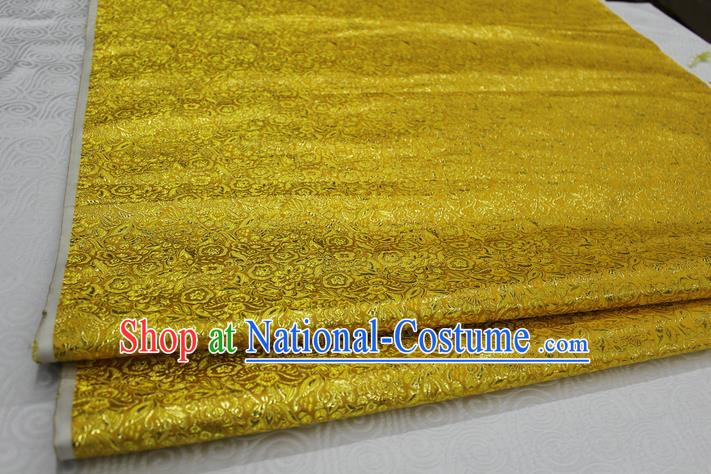 Chinese Traditional Royal Palace Pattern Cheongsam Golden Brocade Fabric, Chinese Ancient Costume Satin Hanfu Material