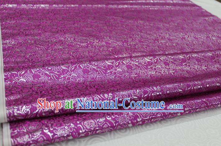 Chinese Traditional Royal Palace Pattern Cheongsam Amaranth Brocade Fabric, Chinese Ancient Costume Satin Hanfu Material