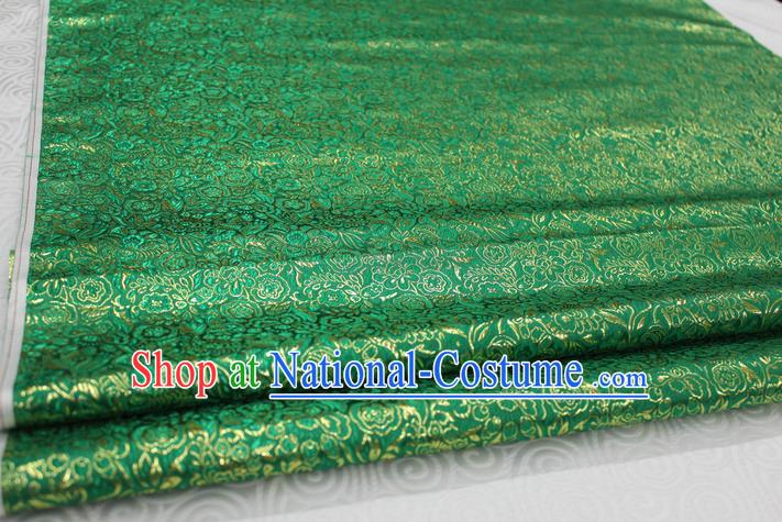 Chinese Traditional Royal Palace Pattern Cheongsam Green Brocade Fabric, Chinese Ancient Costume Satin Hanfu Material