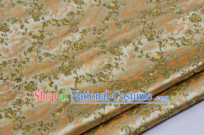 Chinese Traditional Royal Palace Dragons Pattern Tang Suit Golden Brocade Fabric, Chinese Ancient Costume Satin Hanfu Mongolian Robe Material