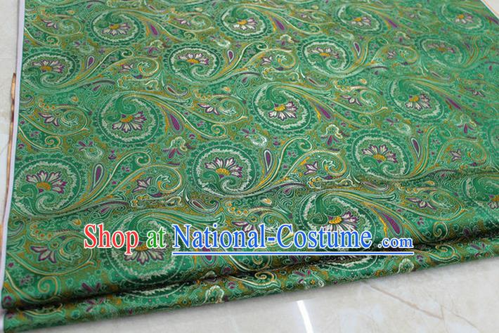 Chinese Traditional Ancient Costume Palace Pteris Pattern Mongolian Robe Green Brocade Tang Suit Fabric Hanfu Material