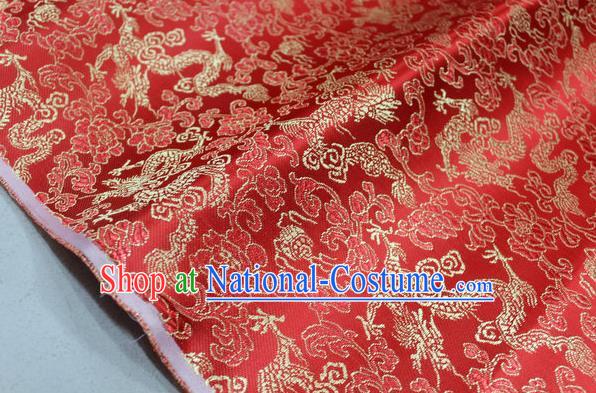 Chinese Traditional Ancient Costume Palace Dragons Pattern Mongolian Robe Red Brocade Tang Suit Fabric Hanfu Material