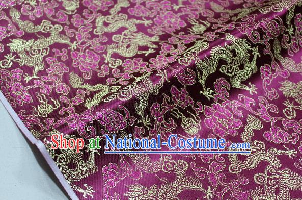 Chinese Traditional Ancient Costume Palace Dragons Pattern Mongolian Robe Purple Brocade Tang Suit Fabric Hanfu Material