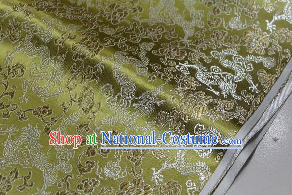 Chinese Traditional Ancient Costume Palace Dragons Pattern Mongolian Robe Green Brocade Tang Suit Fabric Hanfu Material