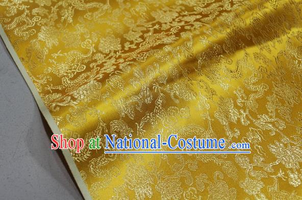 Chinese Traditional Ancient Costume Palace Dragons Pattern Mongolian Robe Golden Brocade Tang Suit Fabric Hanfu Material