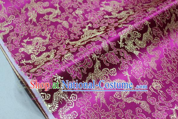 Chinese Traditional Ancient Costume Palace Dragons Pattern Mongolian Robe Rosy Brocade Tang Suit Fabric Hanfu Material