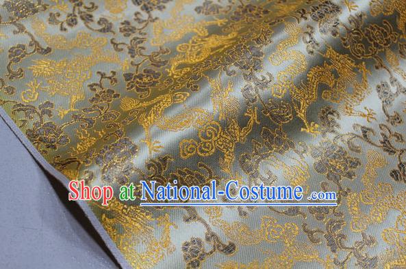 Chinese Traditional Ancient Costume Palace Dragons Pattern Mongolian Robe Yellow Brocade Tang Suit Fabric Hanfu Material