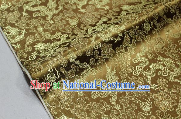 Chinese Traditional Ancient Costume Palace Dragons Pattern Mongolian Robe Bronze Brocade Tang Suit Fabric Hanfu Material