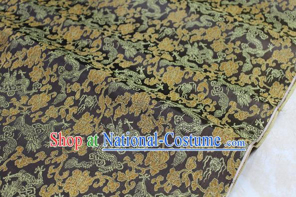 Chinese Traditional Ancient Costume Palace Dragons Pattern Mongolian Robe Coffee Brocade Tang Suit Fabric Hanfu Material