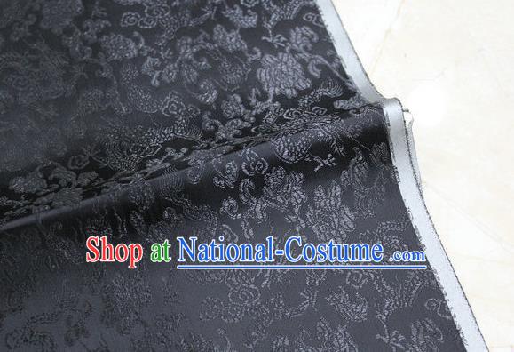 Chinese Traditional Ancient Costume Palace Dragons Pattern Mongolian Robe Black Brocade Tang Suit Fabric Hanfu Material