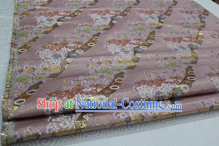 Chinese Traditional Ancient Costume Palace Kimono Pattern Mongolian Robe Pink Brocade Tang Suit Fabric Hanfu Material