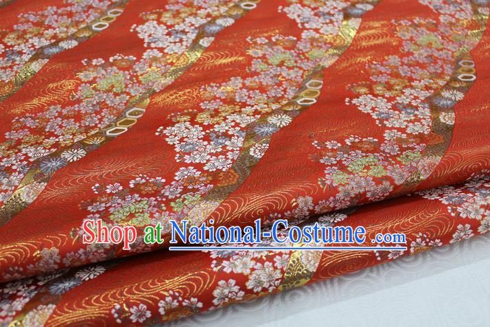 Chinese Traditional Ancient Costume Palace Kimono Pattern Mongolian Robe Red Brocade Tang Suit Fabric Hanfu Material