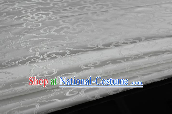 Chinese Traditional Ancient Costume Palace Auspicious Clouds Pattern Cheongsam Mongolian Robe White Brocade Tang Suit Fabric Hanfu Material