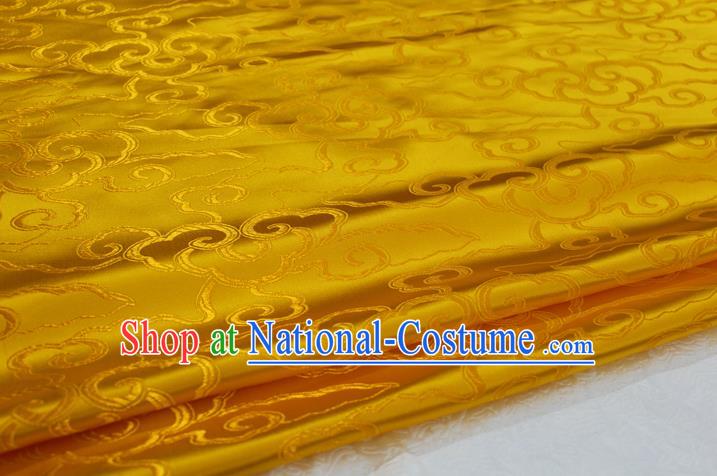 Chinese Traditional Ancient Costume Palace Auspicious Clouds Pattern Cheongsam Mongolian Robe Golden Brocade Tang Suit Fabric Hanfu Material