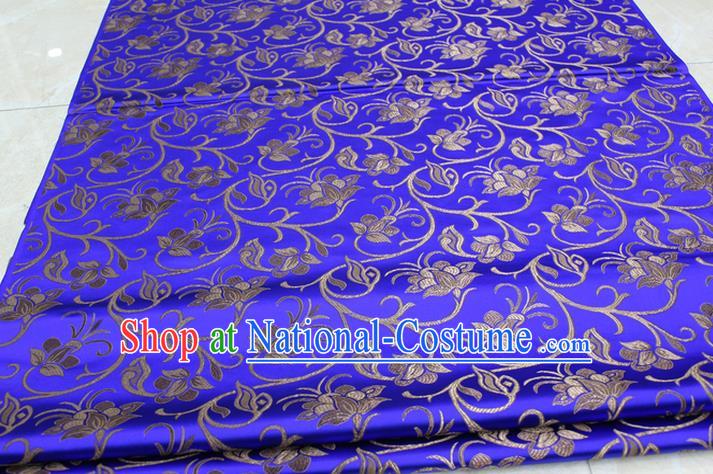 Chinese Traditional Palace Pattern Tang Suit Cheongsam Royalblue Brocade Fabric, Chinese Ancient Costume Hanfu Mongolian Robe Material