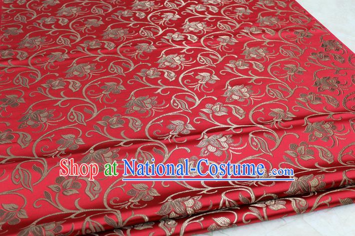 Chinese Traditional Palace Pattern Tang Suit Cheongsam Red Brocade Fabric, Chinese Ancient Costume Hanfu Mongolian Robe Material