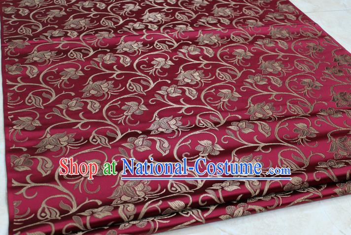 Chinese Traditional Palace Pattern Tang Suit Cheongsam Wine Red Brocade Fabric, Chinese Ancient Costume Hanfu Mongolian Robe Material