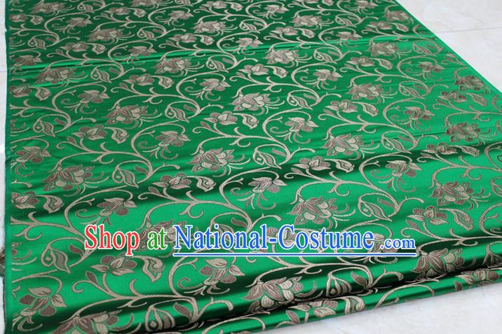 Chinese Traditional Palace Pattern Tang Suit Cheongsam Green Brocade Fabric, Chinese Ancient Costume Hanfu Mongolian Robe Material