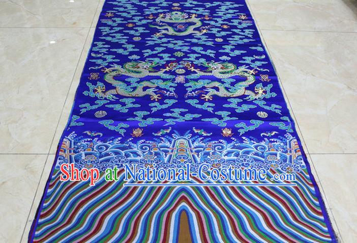 Chinese Traditional Palace Dragons Pattern Tang Suit Imperial Robe Royalblue Brocade Fabric, Chinese Ancient Emperor Costume Hanfu Material