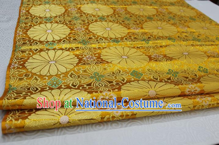 Chinese Traditional Palace Pattern Tang Suit Cheongsam Kimono Golden Brocade Fabric, Chinese Ancient Costume Hanfu Satin Material