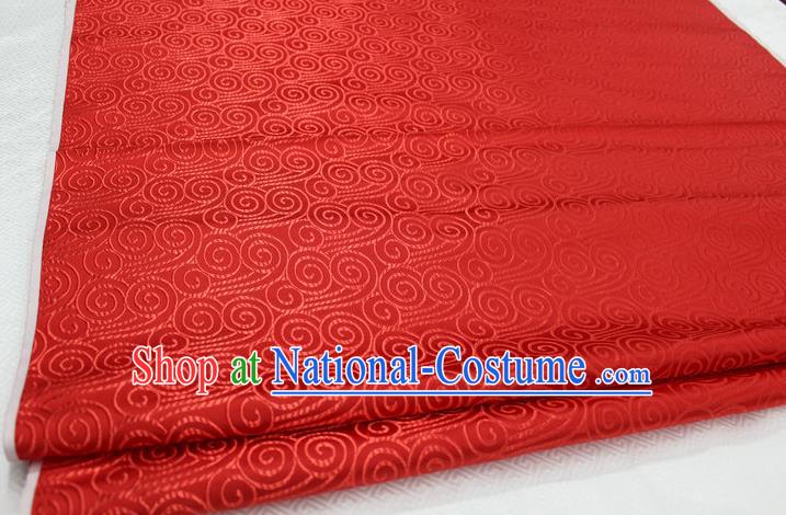 Chinese Traditional Palace Auspicious Clouds Pattern Tang Suit Mongolian Robe Red Brocade Fabric, Chinese Ancient Costume Hanfu Material