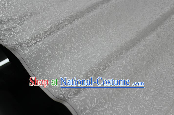 Chinese Traditional Palace Pattern Tang Suit Cheongsam White Brocade Fabric, Chinese Ancient Costume Hanfu Satin Material