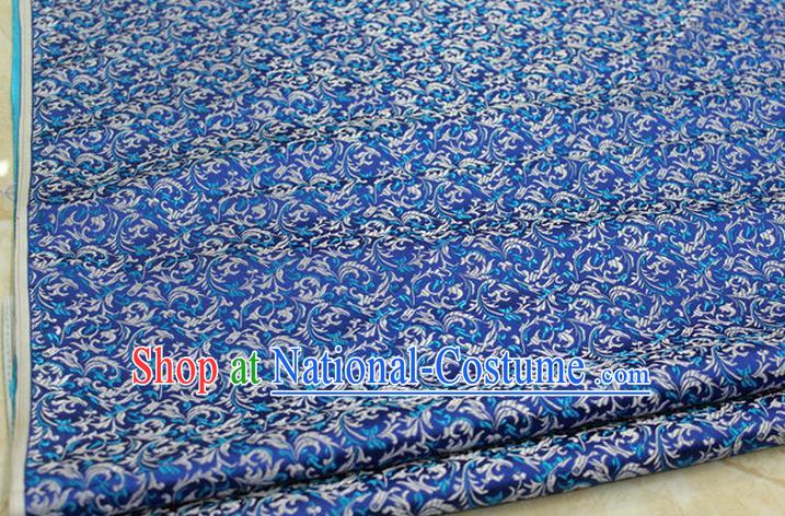 Chinese Traditional Palace Pattern Tang Suit Cheongsam Blue Brocade Fabric, Chinese Ancient Costume Hanfu Satin Material