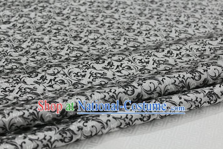 Chinese Traditional Palace Pattern Tang Suit Cheongsam White Brocade Fabric, Chinese Ancient Costume Hanfu Satin Material