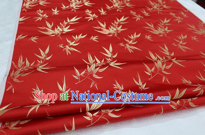 Chinese Traditional Palace Bamboo Pattern Tang Suit Cheongsam Red Brocade Fabric, Chinese Ancient Costume Hanfu Material