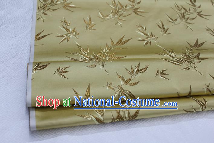 Chinese Traditional Palace Bamboo Pattern Tang Suit Cheongsam Light Golden Brocade Fabric, Chinese Ancient Costume Hanfu Material