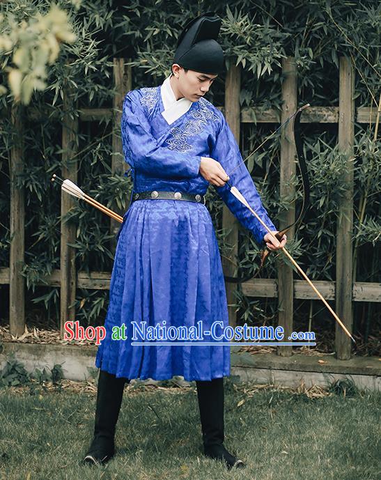 Traditional Chinese Ming Dynasty Blades Swordsmen Clothing Ancient Imperial Guards Hanfu Embroidered Costume for Men