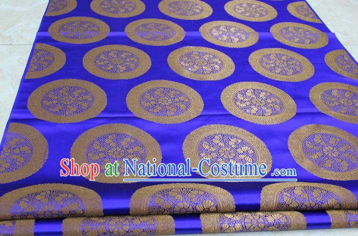 Chinese Traditional Ancient Costume Palace Flowers Pattern Mongolian Robe Royalblue Brocade Tang Suit Fabric Hanfu Material