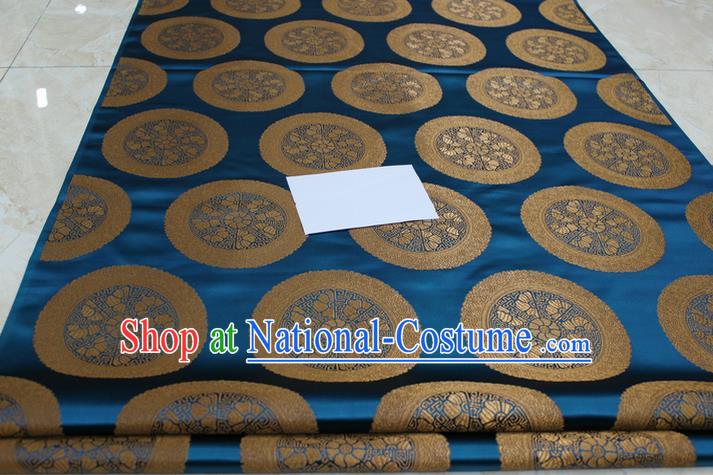 Chinese Traditional Ancient Costume Palace Pattern Mongolian Robe Peacock Blue Brocade Tang Suit Fabric Hanfu Material