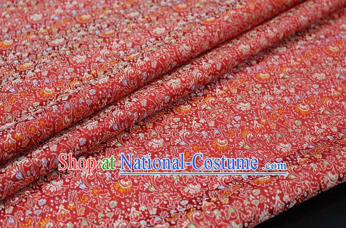 Chinese Traditional Ancient Costume Palace Cockscomb Pattern Mongolian Robe Cheongsam Red Brocade Tang Suit Fabric Hanfu Material