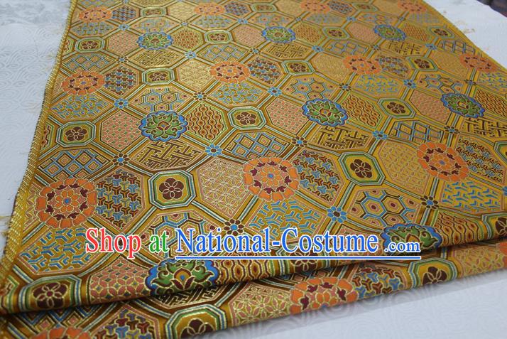 Chinese Traditional Ancient Costume Palace Pattern Mongolian Robe Golden Brocade Tang Suit Fabric Hanfu Material